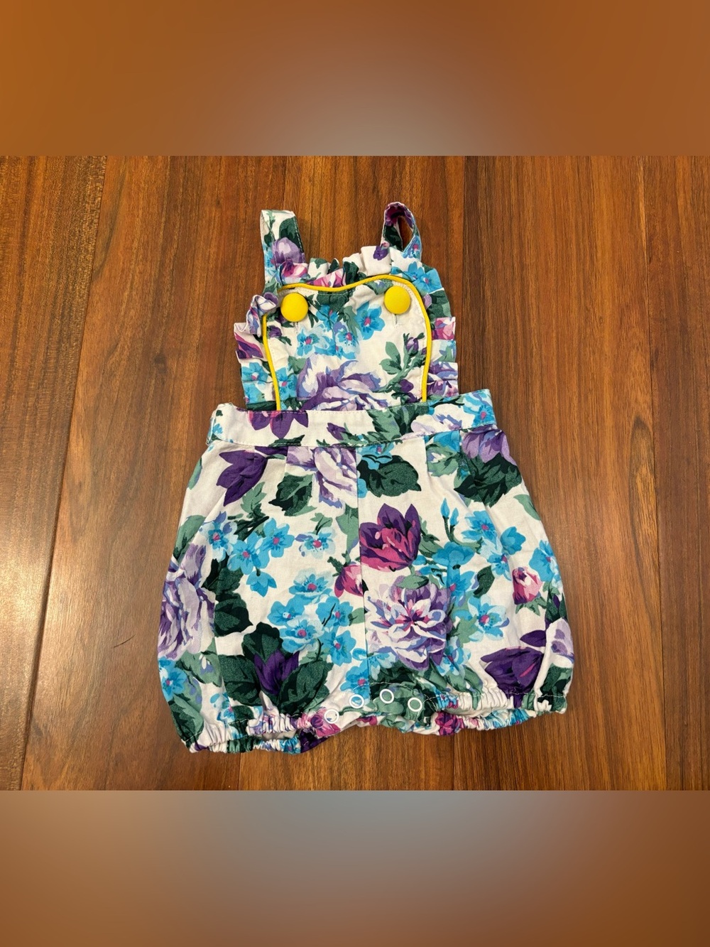 Rock Your Baby Australia Vintage Blue/Purple/White Floral Overall Shorts